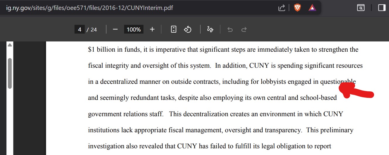 Inspector General report on CUNY 2